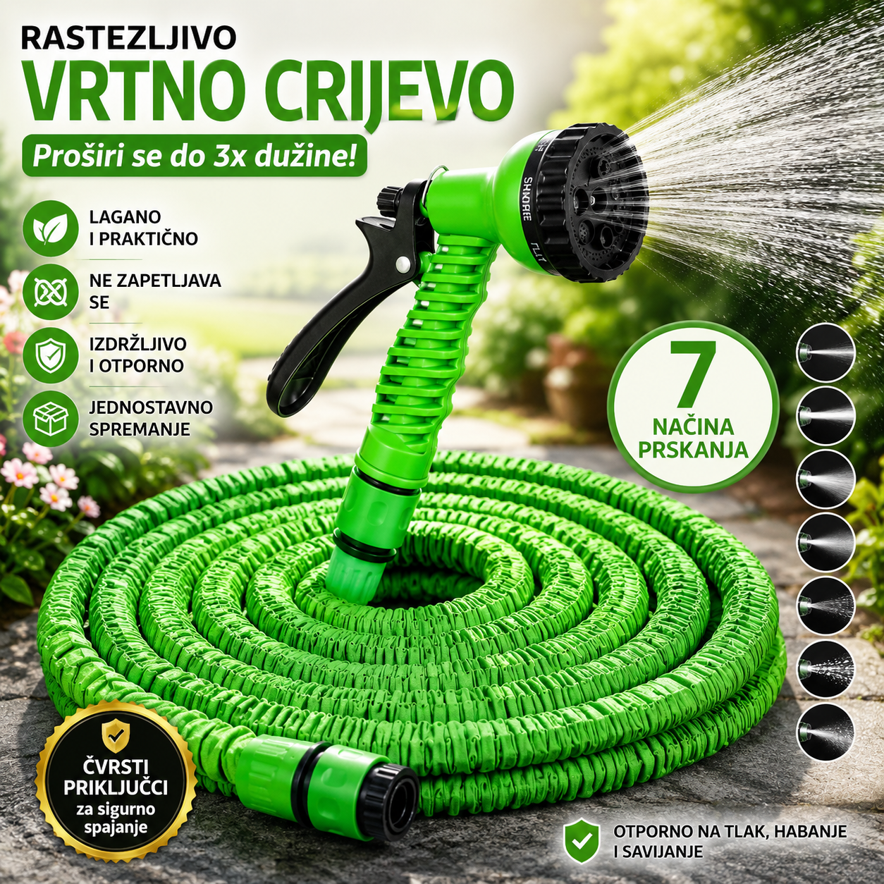 FlexFlow™ Rastezljivo vrtno crijevo