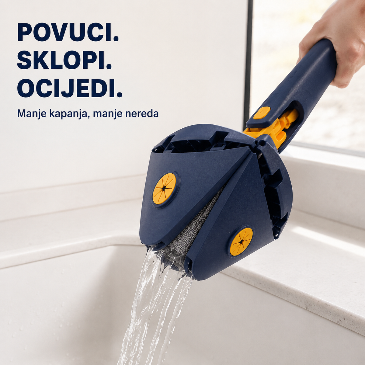 Sklopiva glava TriClean mopa za lakše cijeđenje